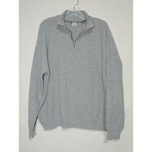 Oscar De La Renta Waffle Knit 1/4 Zip‎ Gray Cotton Blend Sweater Sz. X-Large